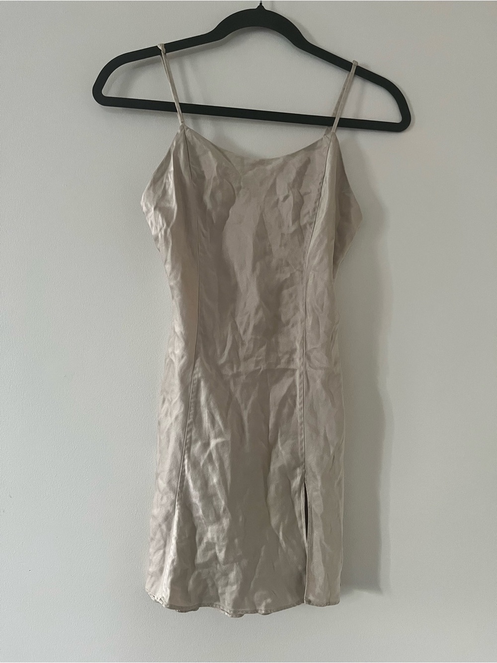 Vintage Y2K Victoria's Secret 100% Silk Beige Slip Mini Dress Nude Satin